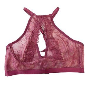 Victoria's Secret Lace High Neck Cut Out Bralette Wireless Lingerie - Size Large